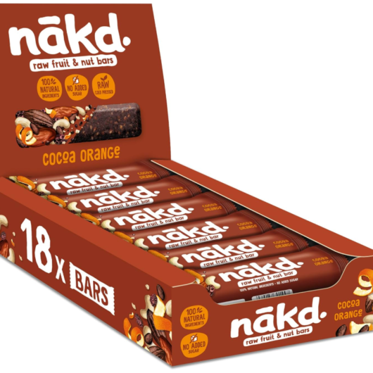 Nakd. Raw Fruit & Nut Bars Cocoa Orange 18x35g