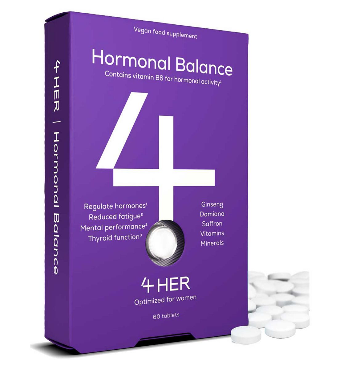 4HIM4HER 4Him&her 4Her Hormonal Balance Supplement Mental Performance And Reduced Fatigue Vegan Tablets 60S
