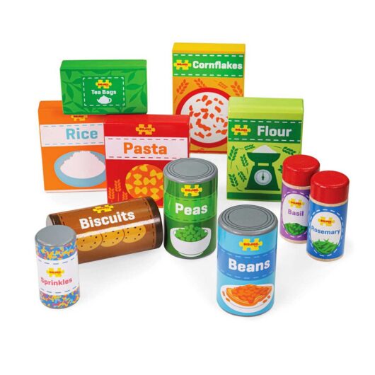 Bigjigs Toys Cupboard Groceries - 11 Pieces Of Play Food