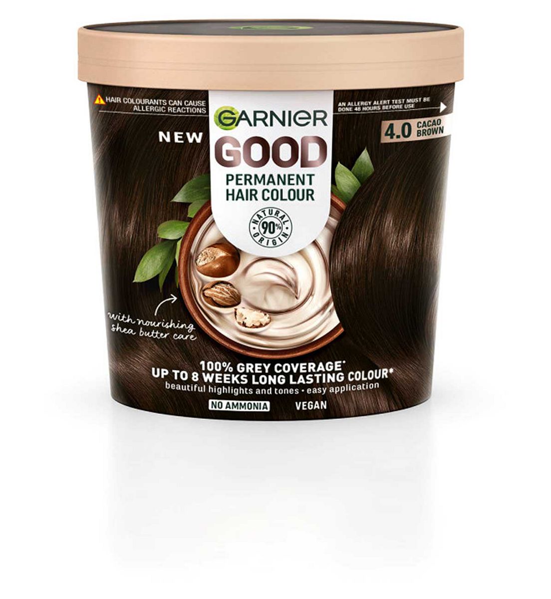 Garnier Good Permanent Hair Dye (Shade: 4.0 Cacao Brown) For Vibrant, Long-Lasting Colour