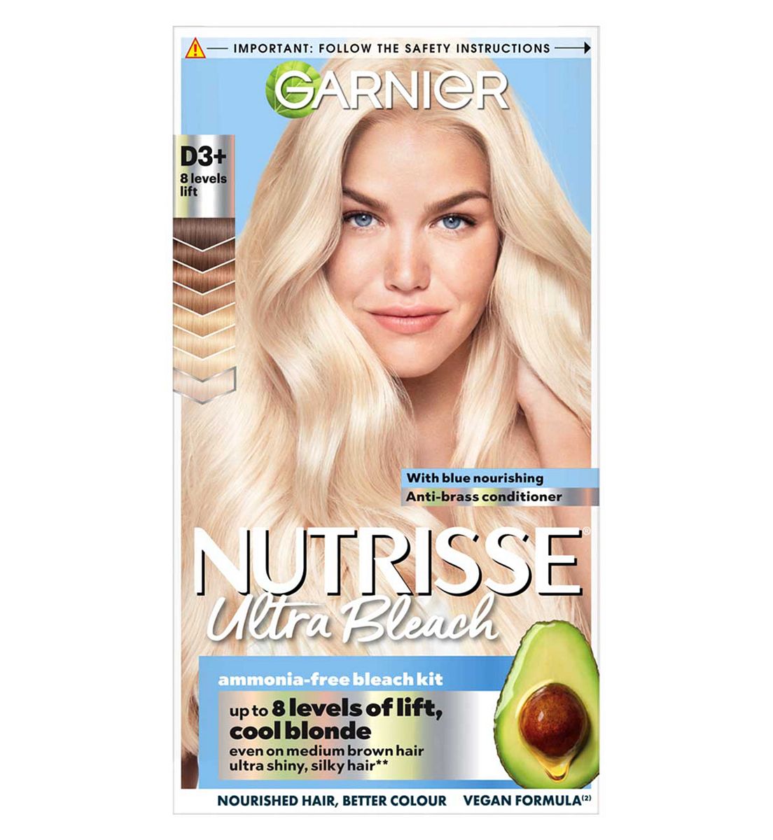 Garnier Nutrisse Ultra Bleach Dye, Vegan, D3+ Cool Blonde