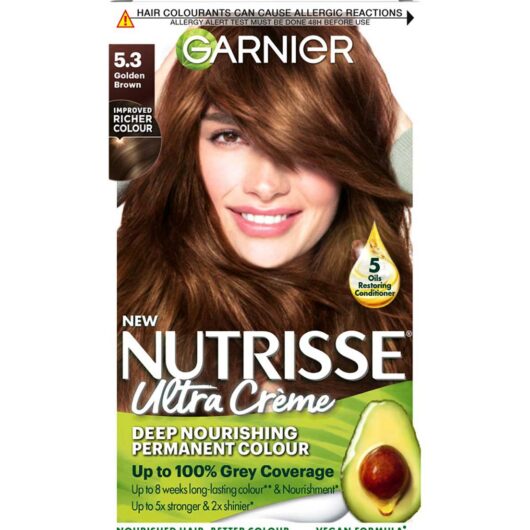 Garnier Nutrisse Ultra Crème Vegan Dye, 5.3 Golden Brown: Warm, Shimmering Tones, 8-Week Colour