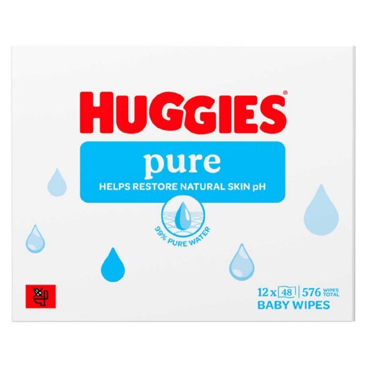 Huggies Pure Baby Wipes 0% Plastic 48S 12 Pack