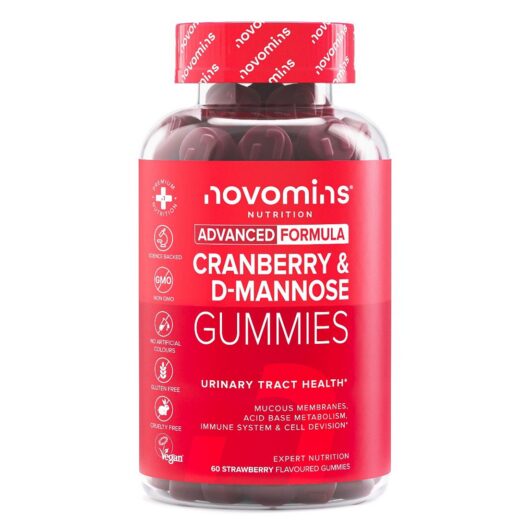 Novomins Cranberry And D Mannose Gummy Vitamins Strawberry Flavour 60 Gummies