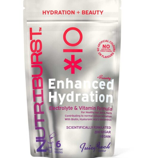 Nutriburst Beauty Electrolyte & Vitamin Hydration Powder - Juicy Peach 3G, 6 Sachets