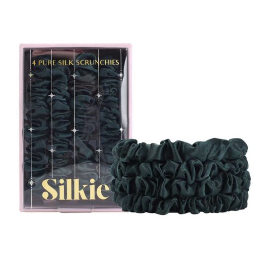 Silkie Skinny Silks 100% Mulberry Silk Scrunchies Emerald 4S