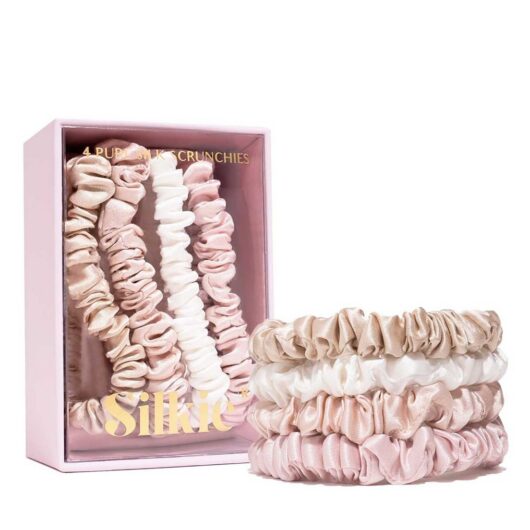Silkie Skinny Silks 100% Mulberry Silk Scrunchies Nudes 4S