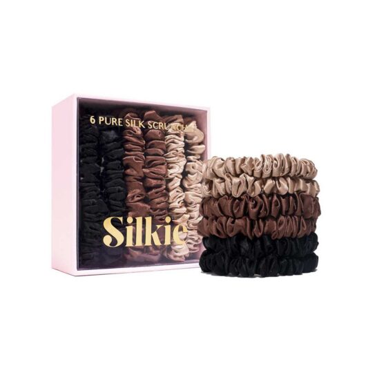 Silkie Skinny Silks 100% Mulberry Silk Scrunchies Truffle 6S