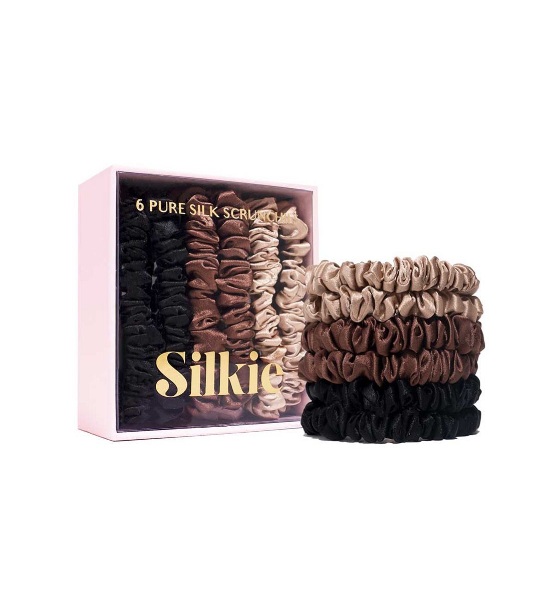Silkie Skinny Silks 100% Mulberry Silk Scrunchies Truffle 6S