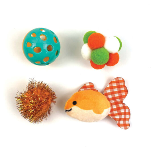 Happy Pet Tabby Patch Goldfish 4pk Multipack Cat Toy