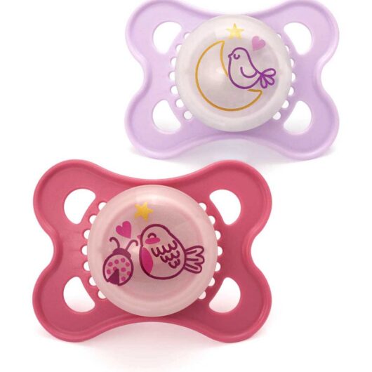 MAM Night 0-6 Months Soother 2 Pack - Pink