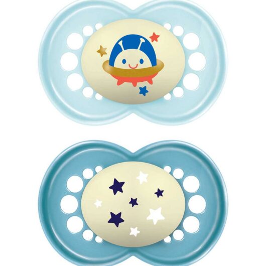 MAM Night Astro 18-36M Months Soother 2 Pack - Blue